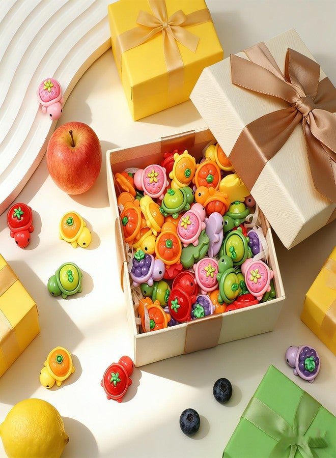 RoundFunny 60 Pcs Mini Resin Turtles Figurines to Hide Small Resin Sea Animals Figurines Tiny Turtles Miniature Fruit Vegetable and Turtle Combinations Charm for Gardens Parties Miniature Landscapes - Image 5