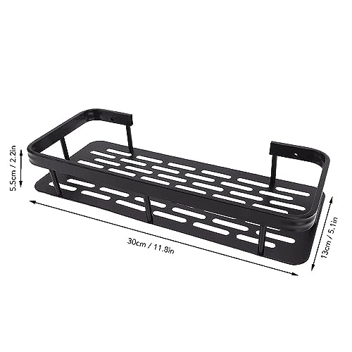 RAYMOX Pack of 2 Aluminum Wall Mounted Bathroom Organiser, Floating Shelf for Wall for Bathroom Cabinet Multifunctional Large Capacity Bathroom Rack, Bathroom Shelf for Wall (Black) - Image 2