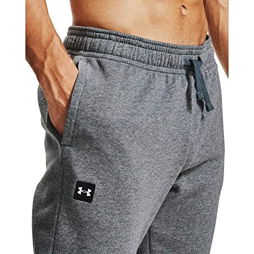 Under Armour mens Rival Fleece Joggers , Pitch Gray Light Heather (012)/Onyx White , Medium - Image 2