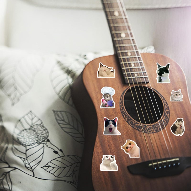 myusya 50 Pcs Cat Stickers,Funny Cat Meme,Waterproof Vinyl Stickers for Laptop Phone Guitar Water Bottles Luggage - Image 3