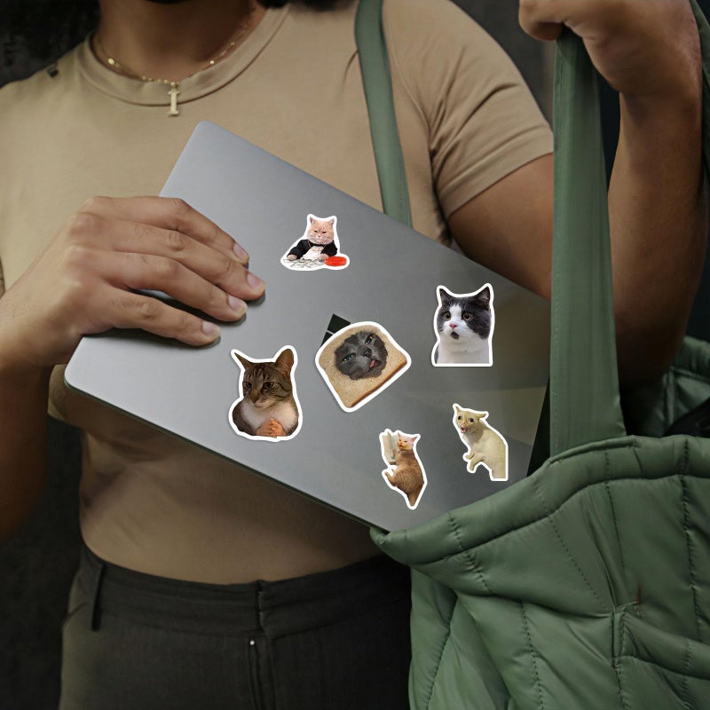 myusya 50 Pcs Cat Stickers,Funny Cat Meme,Waterproof Vinyl Stickers for Laptop Phone Guitar Water Bottles Luggage - Image 5