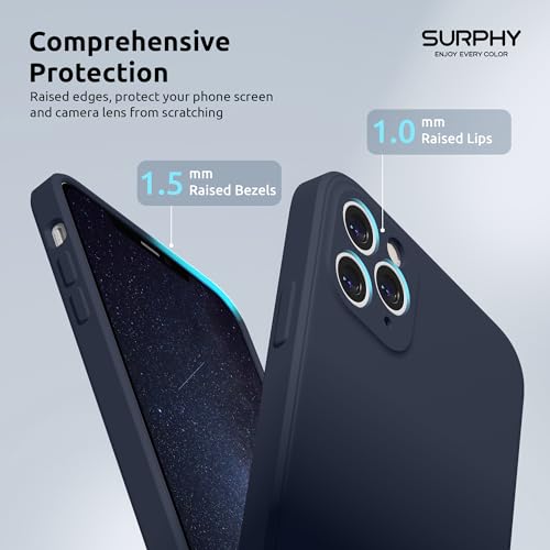 SURPHY Design for iPhone 11 Pro Max Case with Camera Protection, Straight Edge Design Liquid Silicone Slim Case, Midnight Blue - Image 4