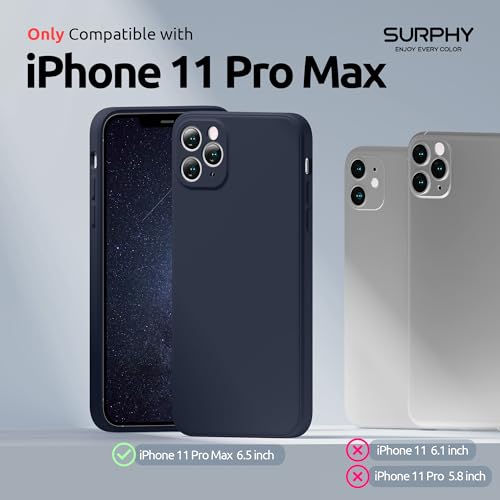 SURPHY Design for iPhone 11 Pro Max Case with Camera Protection, Straight Edge Design Liquid Silicone Slim Case, Midnight Blue - Image 2