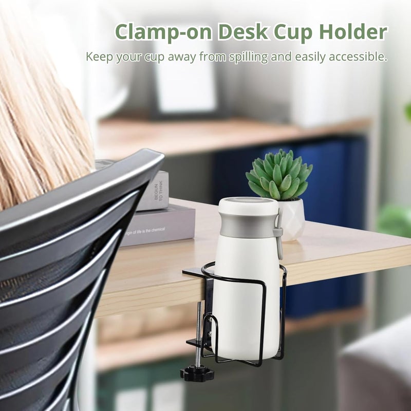 Lnrueg 3 Pcs Desk Cup Holders AntiSpill Clampon Drink Mounts for Table Adjustable Coffee Bottle Racks for Desks Tables Wheelchairs Support Horizontal or Vertical Surface Mounting - Image 4