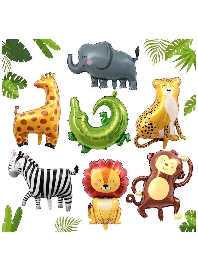 Mr. Penda 7 Pieces Colorful Cartoon Animal Balloon Party Pack, Assorted Zoo Character Aluminum Film Balloons, Jungle Animal Ballons, For Birthday Party Sets, Mall Activities, Theme Party  - Image 5