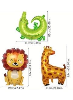 Mr. Penda 7 Pieces Colorful Cartoon Animal Balloon Party Pack, Assorted Zoo Character Aluminum Film Balloons, Jungle Animal Ballons, For Birthday Party Sets, Mall Activities, Theme Party  - Image 2
