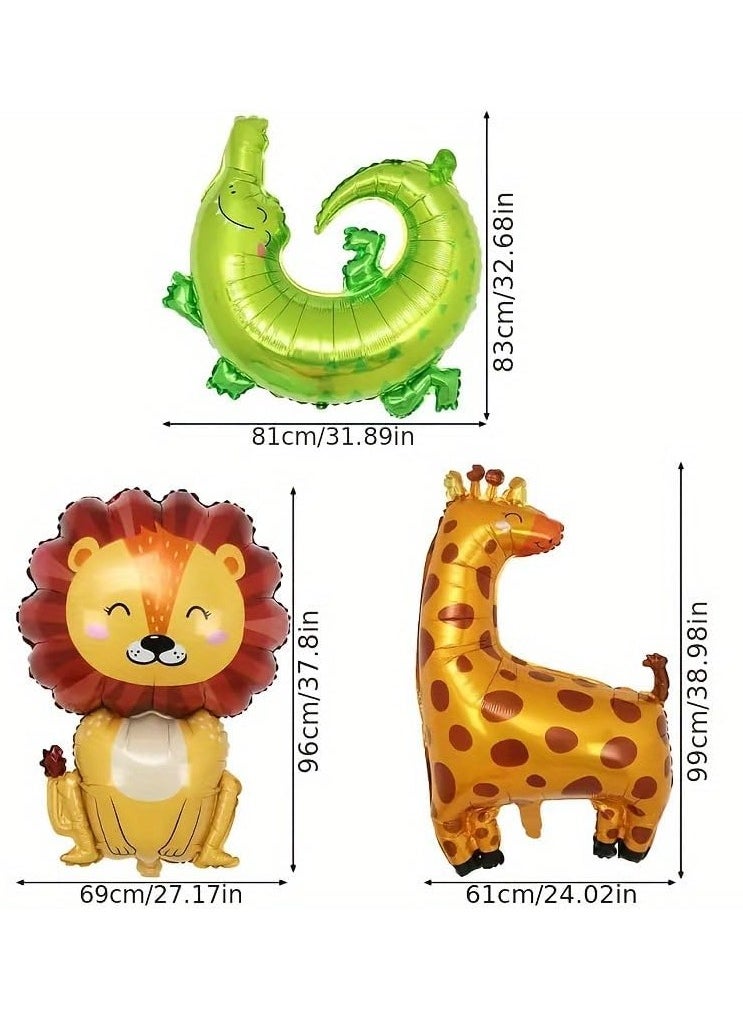 Mr. Penda 7 Pieces Colorful Cartoon Animal Balloon Party Pack, Assorted Zoo Character Aluminum Film Balloons, Jungle Animal Ballons, For Birthday Party Sets, Mall Activities, Theme Party  - Image 2