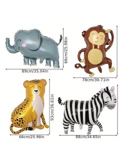 Mr. Penda 7 Pieces Colorful Cartoon Animal Balloon Party Pack, Assorted Zoo Character Aluminum Film Balloons, Jungle Animal Ballons, For Birthday Party Sets, Mall Activities, Theme Party  - Image 3