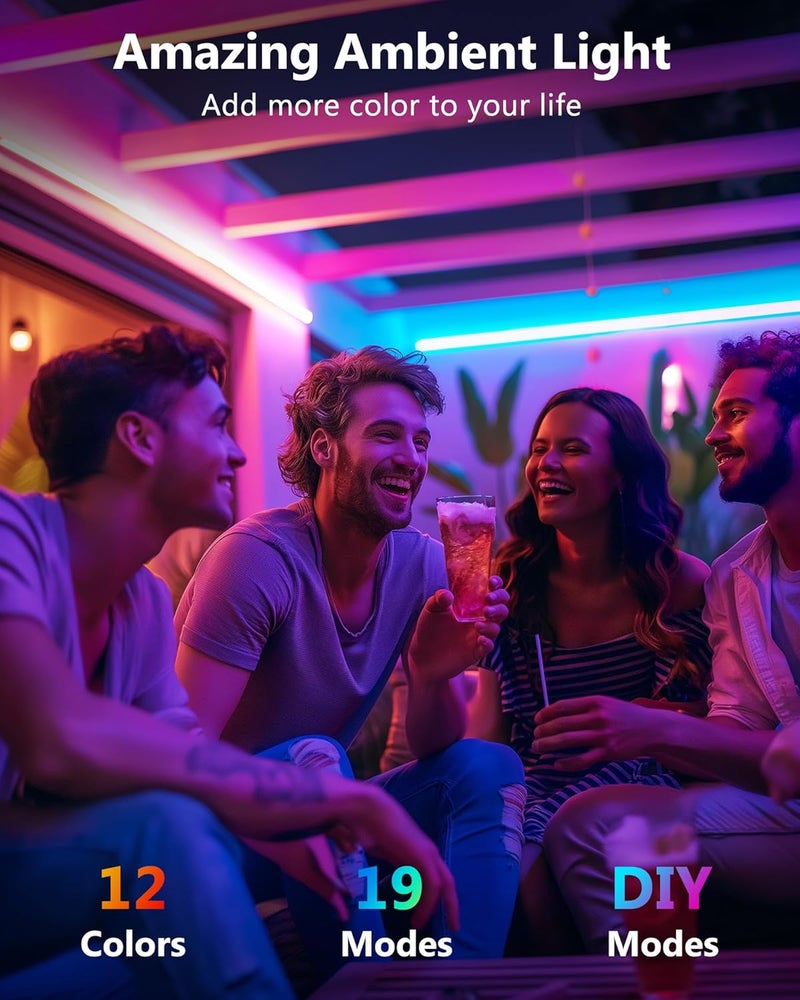 HitLights LED Strip Lights, 4 Pre-Cut Waterproof RGB Small LED Light Strip Kit Dimmable Color Changing SMD 5050 LED Tape Light with RF Remote, UL-Listed Power Supply and Connectors for TV Bedroom Home - Image 2