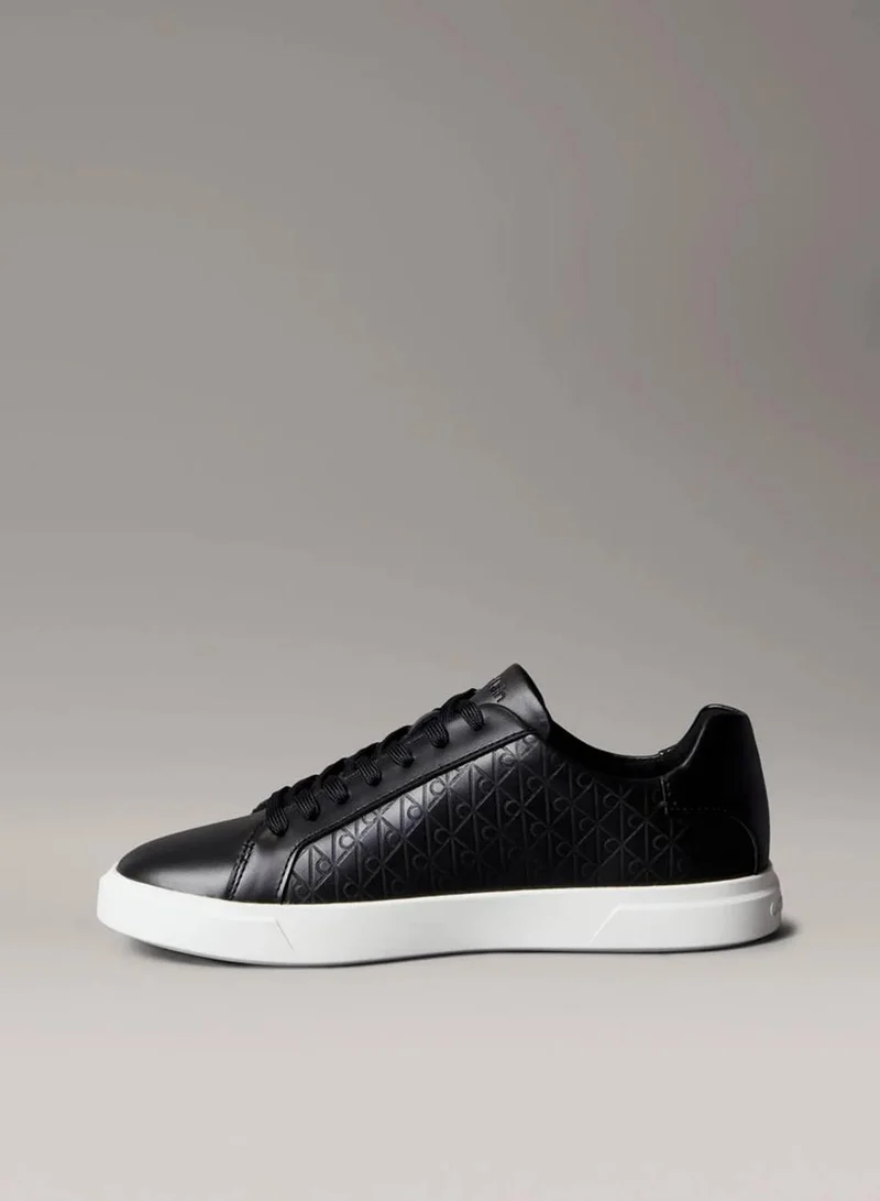 Calvin Klein Black Leather Emblem Logo Pattern Trainers for Women | Best Price UAE