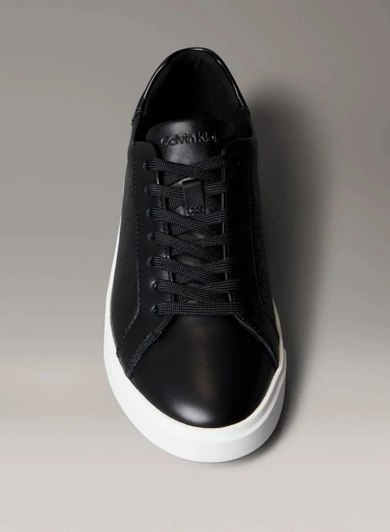 Calvin Klein Black Leather Emblem Logo Pattern Trainers for Women | Best Price UAE