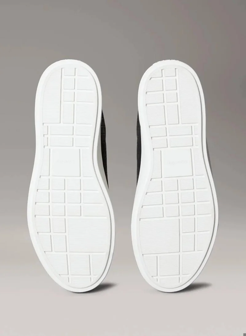 Calvin Klein Black Leather Emblem Logo Pattern Trainers for Women | Best Price UAE