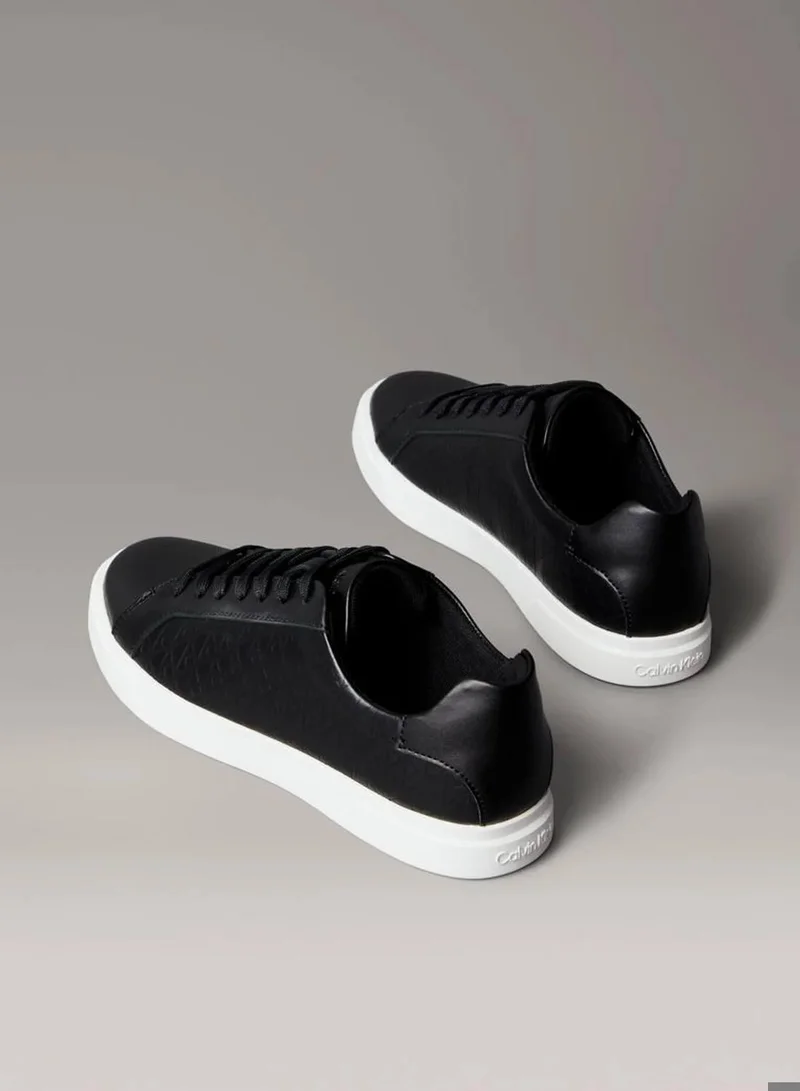 Calvin Klein Black Leather Emblem Logo Pattern Trainers for Women | Best Price UAE