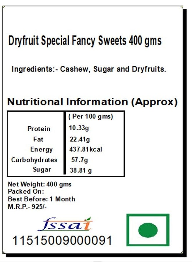 Jaiccha Ghasitaram Gifts Jaiccha Diwali - Sweets-Dryfruit Special Fancy Sweets 400 GMS|Sweets|Sweets Gift Pack|Diwali Sweets|Indian Mithai|Diwali Sweets Gift Box| - Image 2