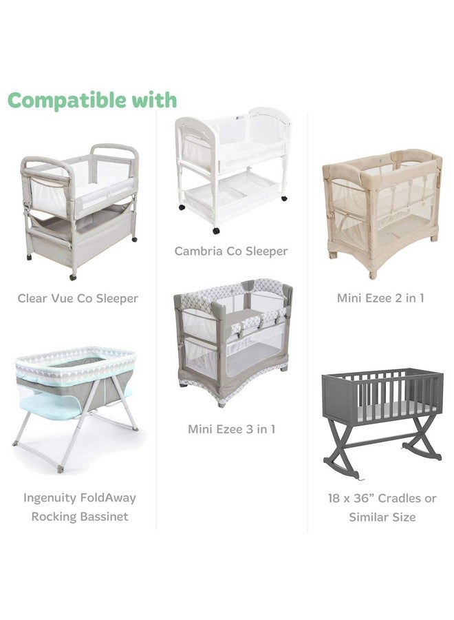 Cuddly Cubs Baby Cradle Sheets Fitted 18X36X2 - Compatible With Arms Reach Co Sleeper Cambria, Clear Vue, Mini Ezee,Bassinet - Pure Jersey Cotton - Breathable | Unisex - Image 2