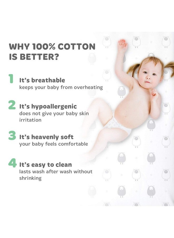 Cuddly Cubs Baby Cradle Sheets Fitted 18X36X2 - Compatible With Arms Reach Co Sleeper Cambria, Clear Vue, Mini Ezee,Bassinet - Pure Jersey Cotton - Breathable | Unisex - Image 4