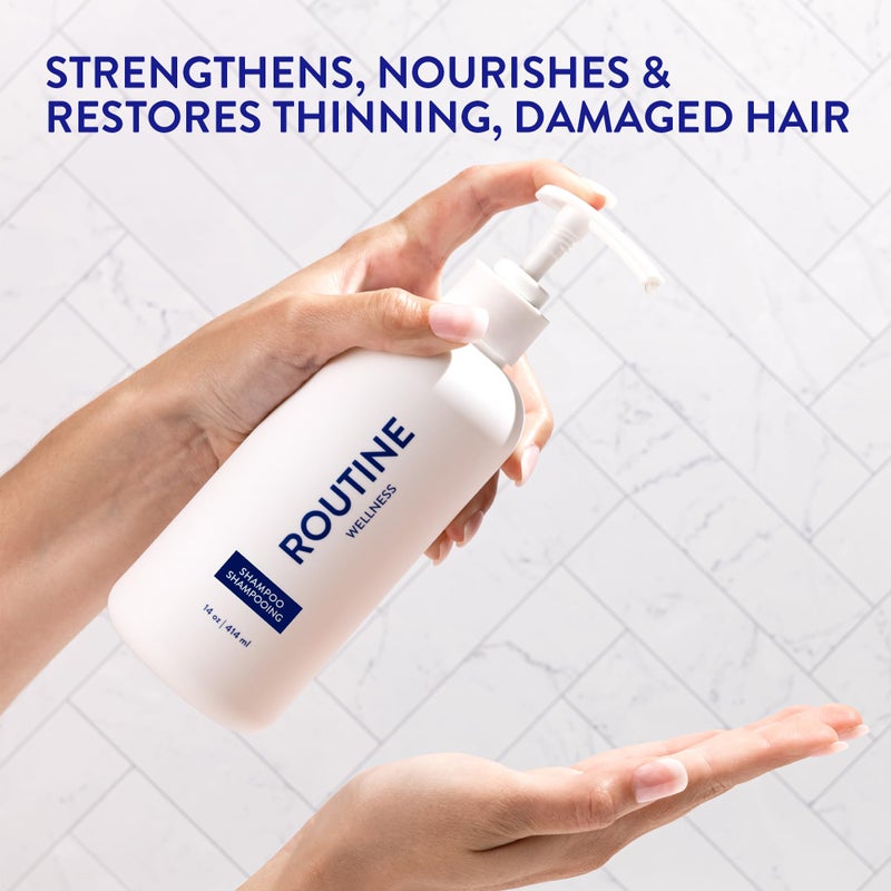 Routine Wellness Anti-Thinning Volumizing Shampoo and Conditioner Set for Thinning Hair to Reduce Breakage - CLINICALLY TESTED Formula with DHT Blockers Saw Palmetto, Nettle Oil - Cucumber Set - Image 2