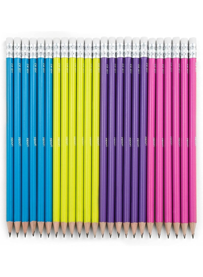 Yoobi 24-Pack No. 2 Pencils - High-Quality Woodcase Pencils with Erasers, Bulk Pre-Sharpened, Non-Toxic, School Supplies for Kids & Adults - Blue, Yellow, Pink, Purple Barrels - Image 3