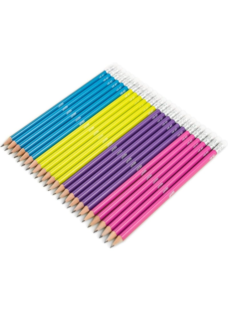Yoobi 24-Pack No. 2 Pencils - High-Quality Woodcase Pencils with Erasers, Bulk Pre-Sharpened, Non-Toxic, School Supplies for Kids & Adults - Blue, Yellow, Pink, Purple Barrels - Image 2