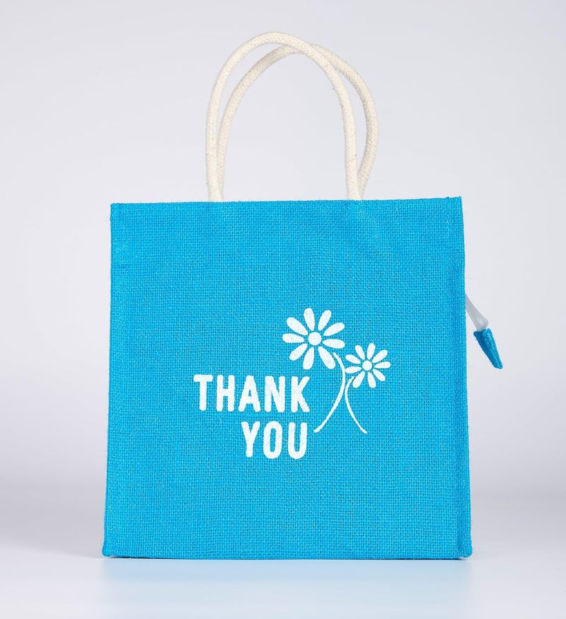 SOMAN Jute Ecofriendly Return Gift Bags Thankyou Printed Colorful bags with Zip Pack of 10 Bags - Image 4