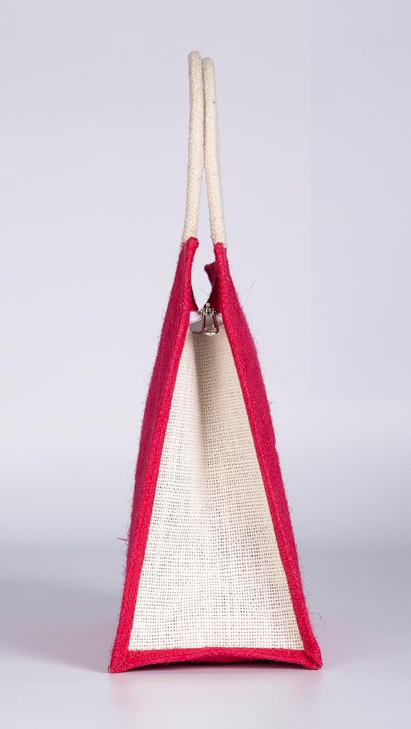 SOMAN Jute Ecofriendly Return Gift Bags Thankyou Printed Colorful bags with Zip Pack of 10 Bags - Image 5