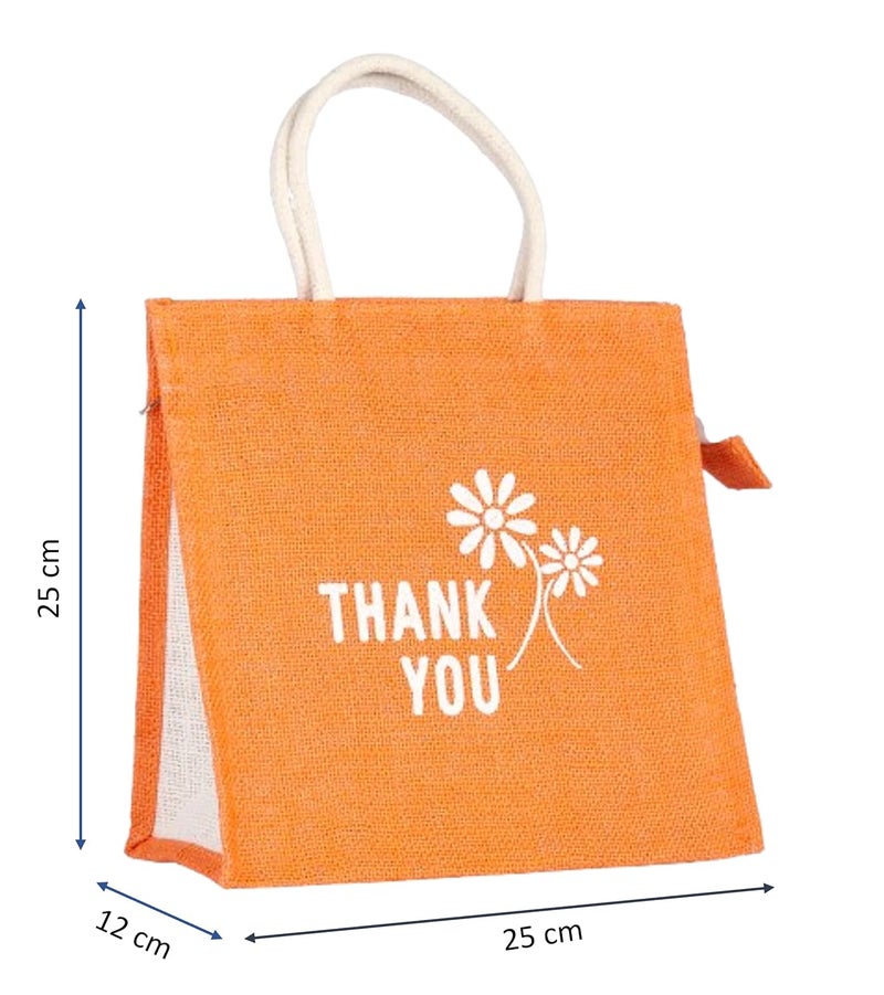 SOMAN Jute Ecofriendly Return Gift Bags Thankyou Printed Colorful bags with Zip Pack of 10 Bags - Image 2