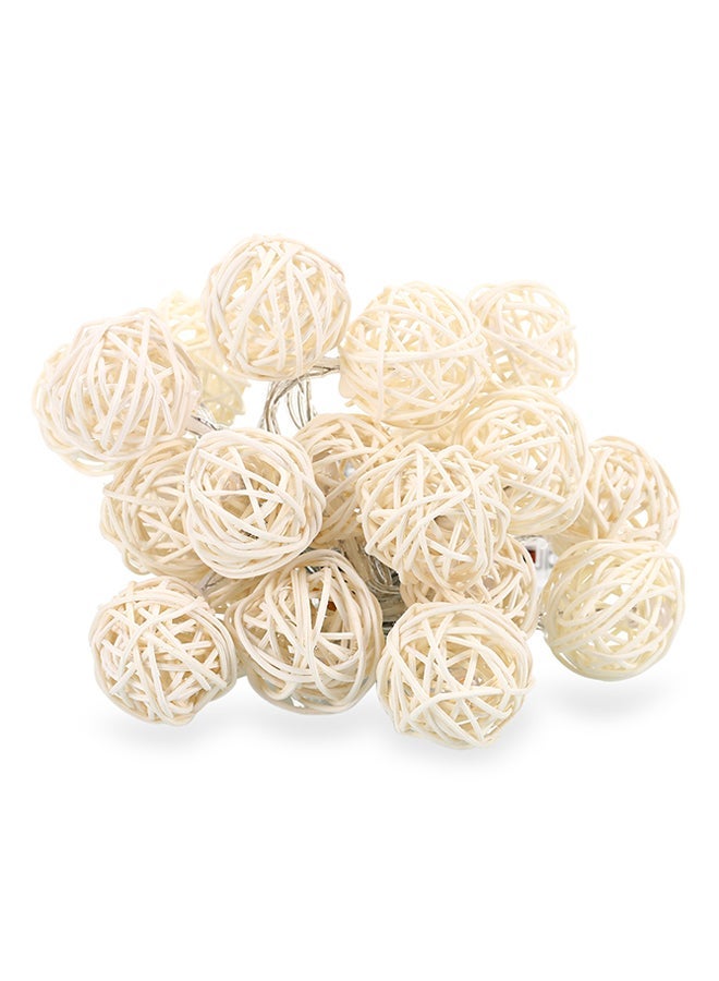 NIBEMINENT 20 LED Globe Rattan Ball Fairy String Lights With Battery Warm White Light 22.5x6x17cm - Image 2
