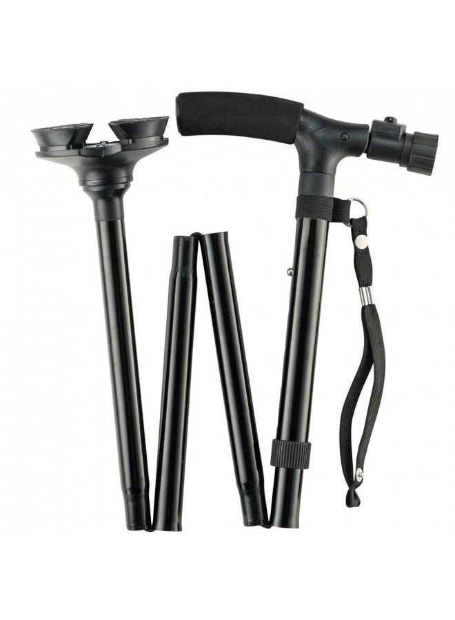 RUNZI Folding Cane with Led Light, Adjustable Canes and Walking Sticks for Men and Women, Walking Cane Stick for Elderly with Cushion T Handle and Pivoting Quad Base - Image 2