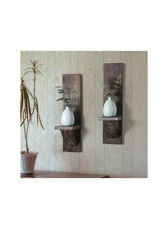The Bros Wall Sconce Candle Holder, Wall Mount Wooden Candle Holders, Wall Decor Floating Shelves, Candle Flowers Vase Wall Shelf for Bathroom Bedroom Living Room, Set of 2 - Image 4