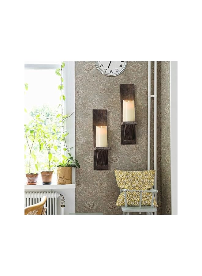 The Bros Wall Sconce Candle Holder, Wall Mount Wooden Candle Holders, Wall Decor Floating Shelves, Candle Flowers Vase Wall Shelf for Bathroom Bedroom Living Room, Set of 2 - Image 5