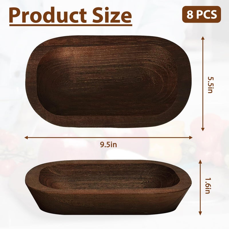 Royxen 8 Pack Dough Bowl for Candle 9.5 x 5.5 Inch, Wooden Dough Bowls Paulownia, Rustic Bowl Vintage, Dough Bowl Decor for Candle, Brown - Image 3