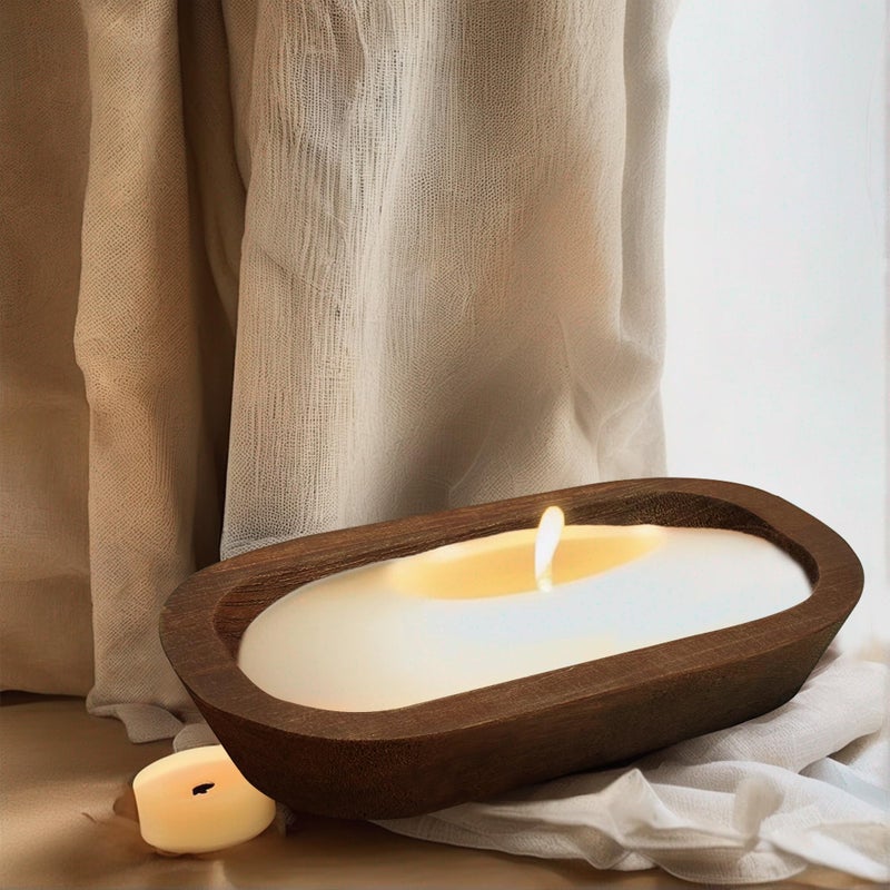 Royxen 8 Pack Dough Bowl for Candle 9.5 x 5.5 Inch, Wooden Dough Bowls Paulownia, Rustic Bowl Vintage, Dough Bowl Decor for Candle, Brown - Image 5