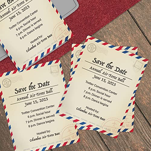 Canopy Street Vintage Air Mail Letterhead / 50 Sheets 8.5" x 11" Rustic Paper/Travel Themed Stationery/Red And Blue Striped Design - Image 5