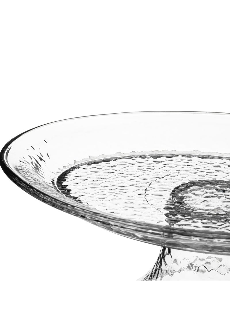 LIBBEY Glass Cake Stand With Oval Stoned Clear 28x15x15 Cm  - Image 2