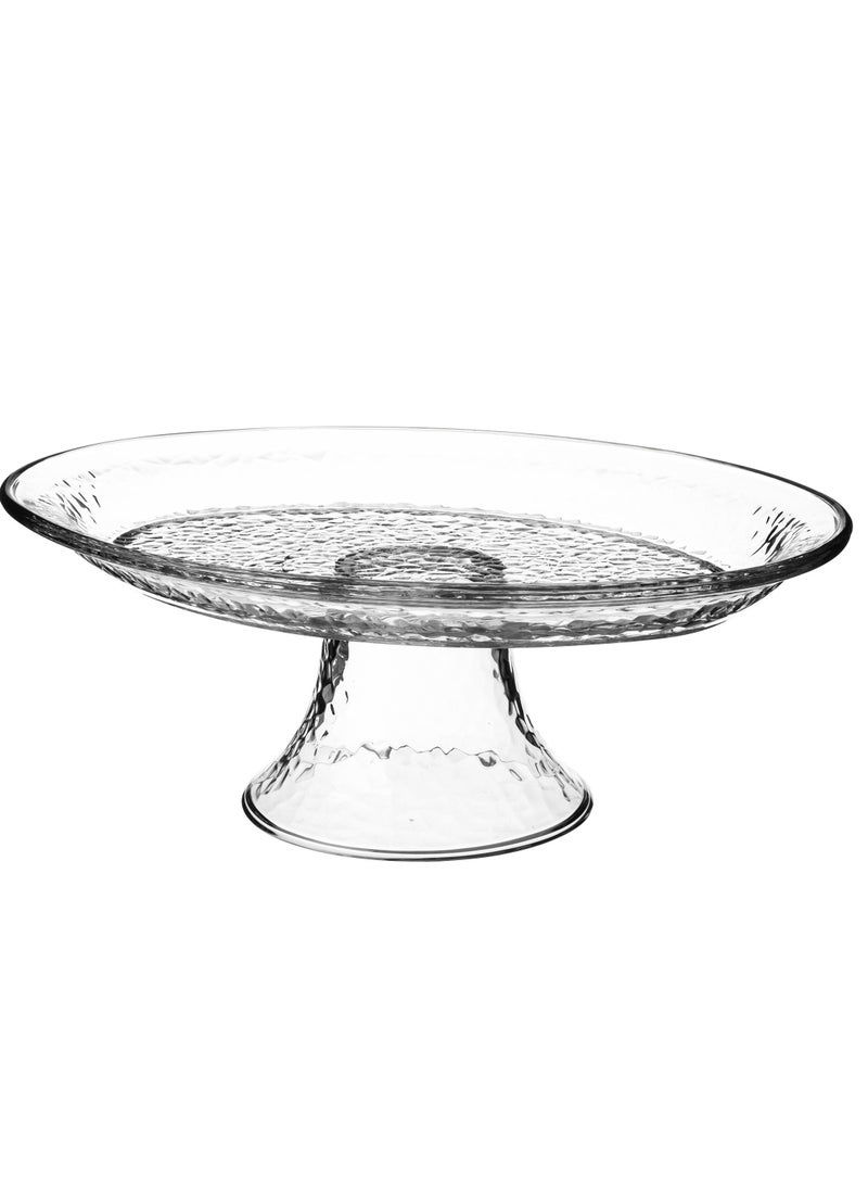 LIBBEY Glass Cake Stand With Oval Stoned Clear 28x15x15 Cm  - Image 1
