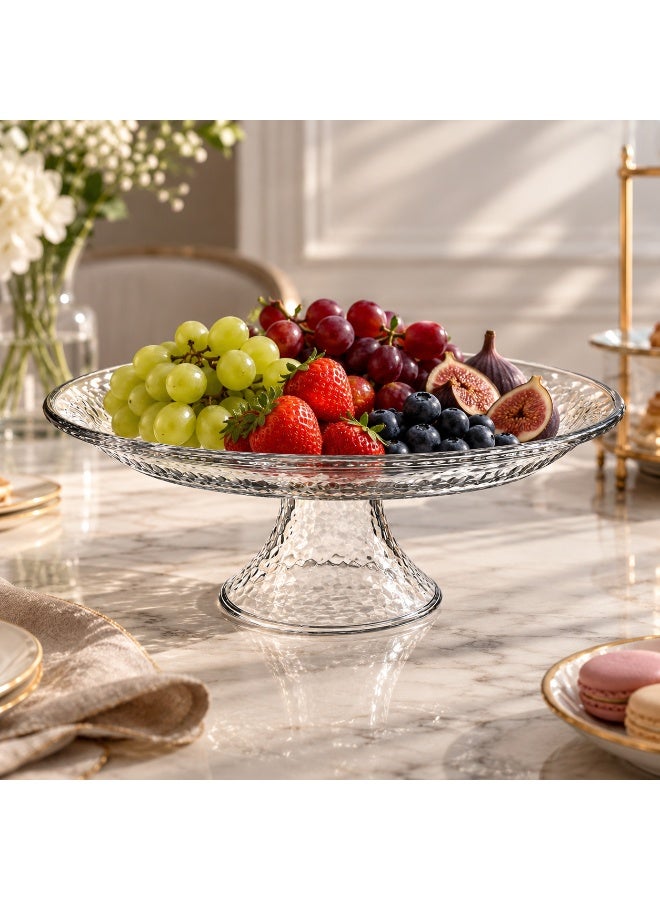 LIBBEY Glass Cake Stand With Oval Stoned Clear - Image 1