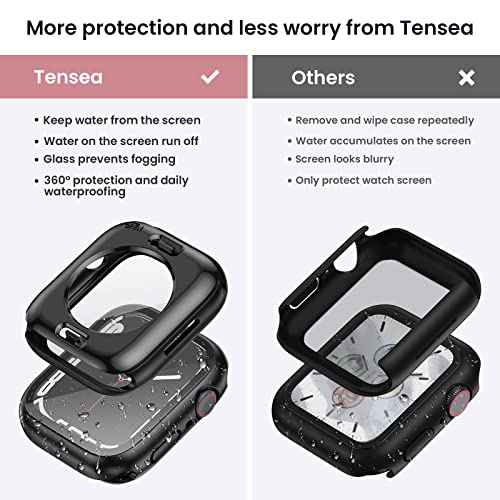 Tensea (2 in 1) for Waterproof Apple Watch Screen Protector Case 44mm SE 3/SE 2nd Generation/SE/Series 6/5/4 Accessories, 360 Front and Back, iWatch Face Cover with Tempered Glass for Women Men, 44 mm - Image 2