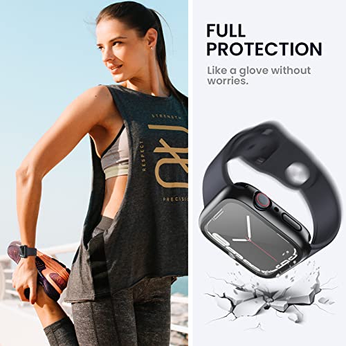 Tensea (2 in 1) for Waterproof Apple Watch Screen Protector Case 44mm SE 3/SE 2nd Generation/SE/Series 6/5/4 Accessories, 360 Front and Back, iWatch Face Cover with Tempered Glass for Women Men, 44 mm - Image 5