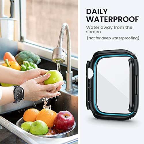 Tensea (2 in 1) for Waterproof Apple Watch Screen Protector Case 44mm SE 3/SE 2nd Generation/SE/Series 6/5/4 Accessories, 360 Front and Back, iWatch Face Cover with Tempered Glass for Women Men, 44 mm - Image 4