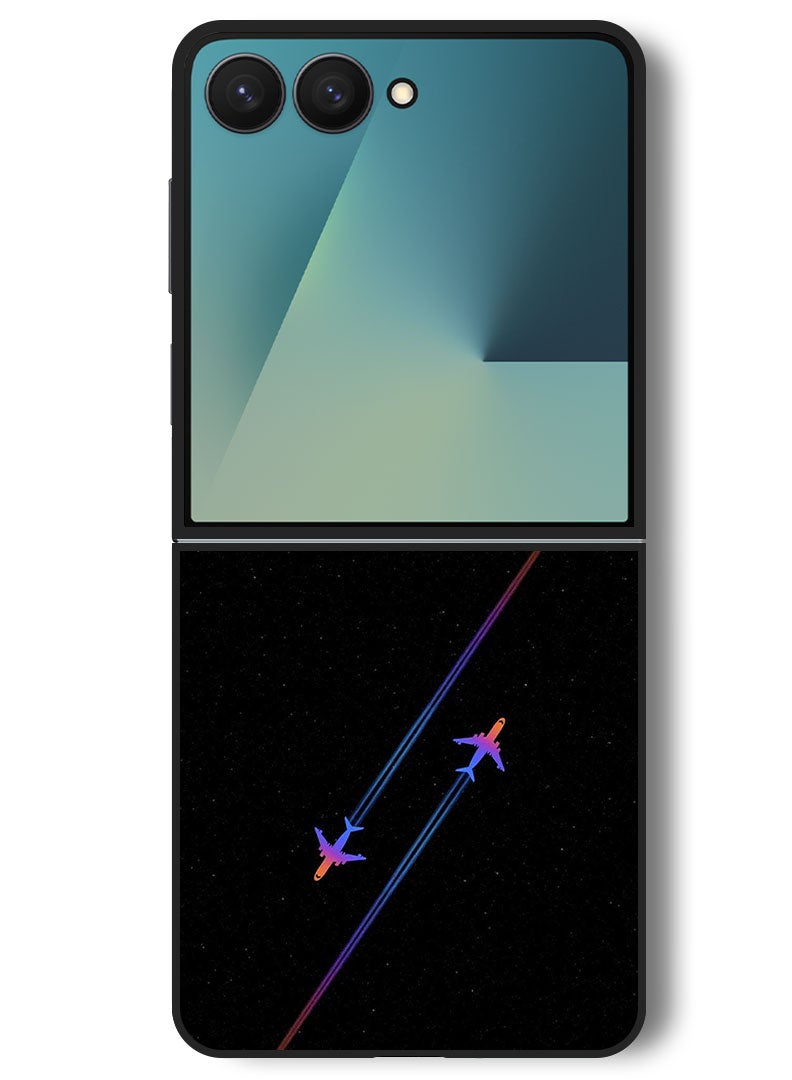 Theodor Case Compatible with Samsung Galaxy Z Flip 7 - 6.9 Inch Protection Shockproof Bumper Cover Airplanes - Image 1