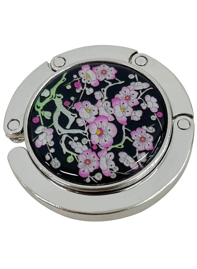 Store-Play Nacre Inlay Mother of Pearl Cherry blossom Design Foldable Table Purse Caddy Portable Handbag Holder Hanger - Image 2