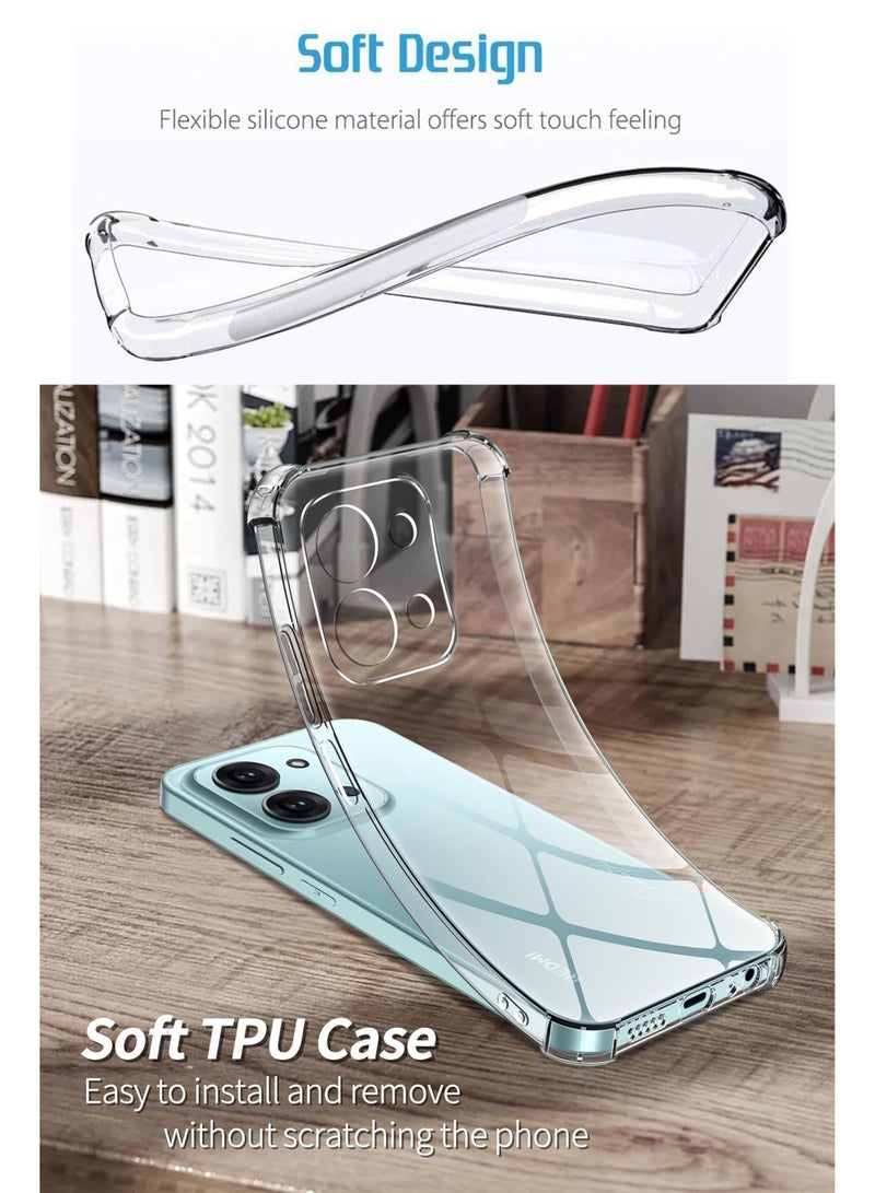 GMATE Xiaomi Redmi 15C - Ultra Clear Flexible Shockproof Silicone  Back Cover With Raised Edge Bumps Protection - Transparent - Image 3