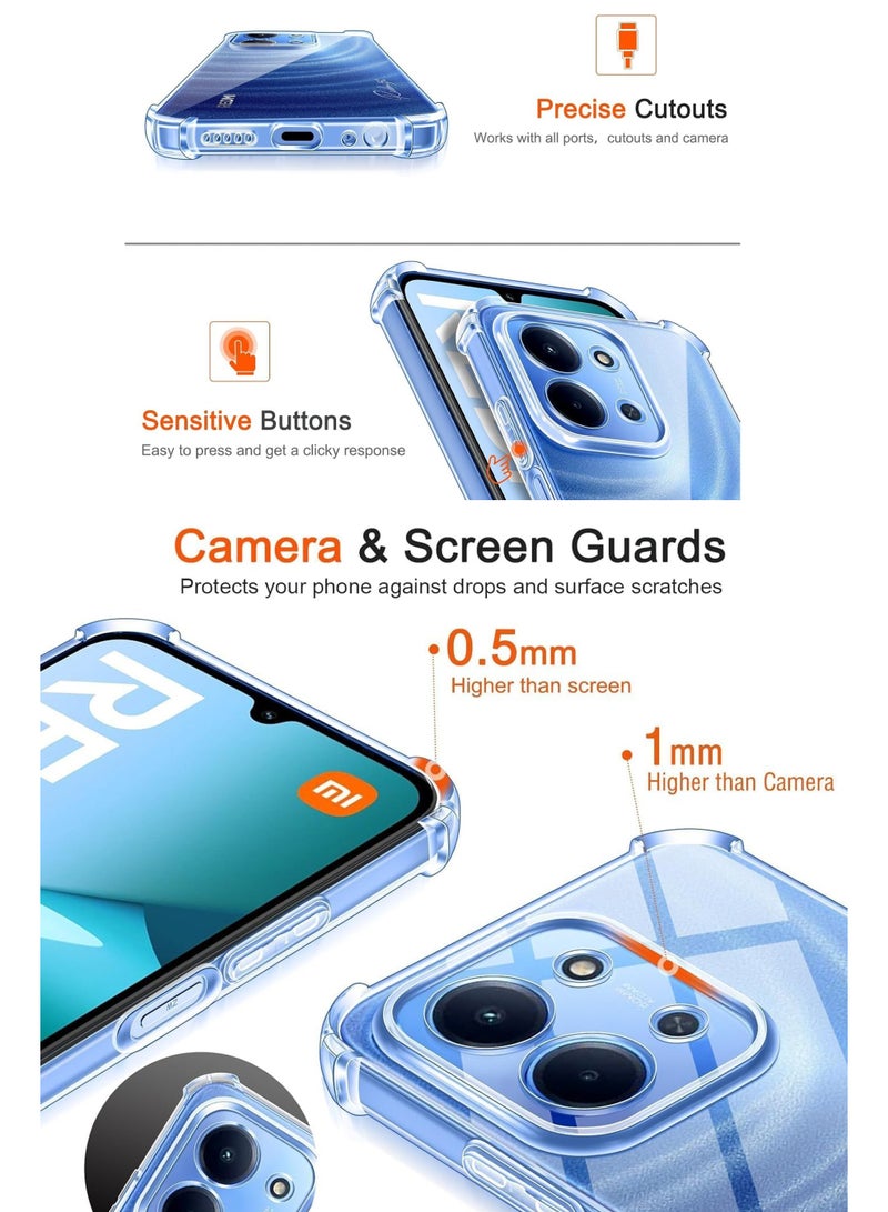 GMATE Xiaomi Redmi 15C - Ultra Clear Flexible Shockproof Silicone  Back Cover With Raised Edge Bumps Protection - Transparent - Image 4