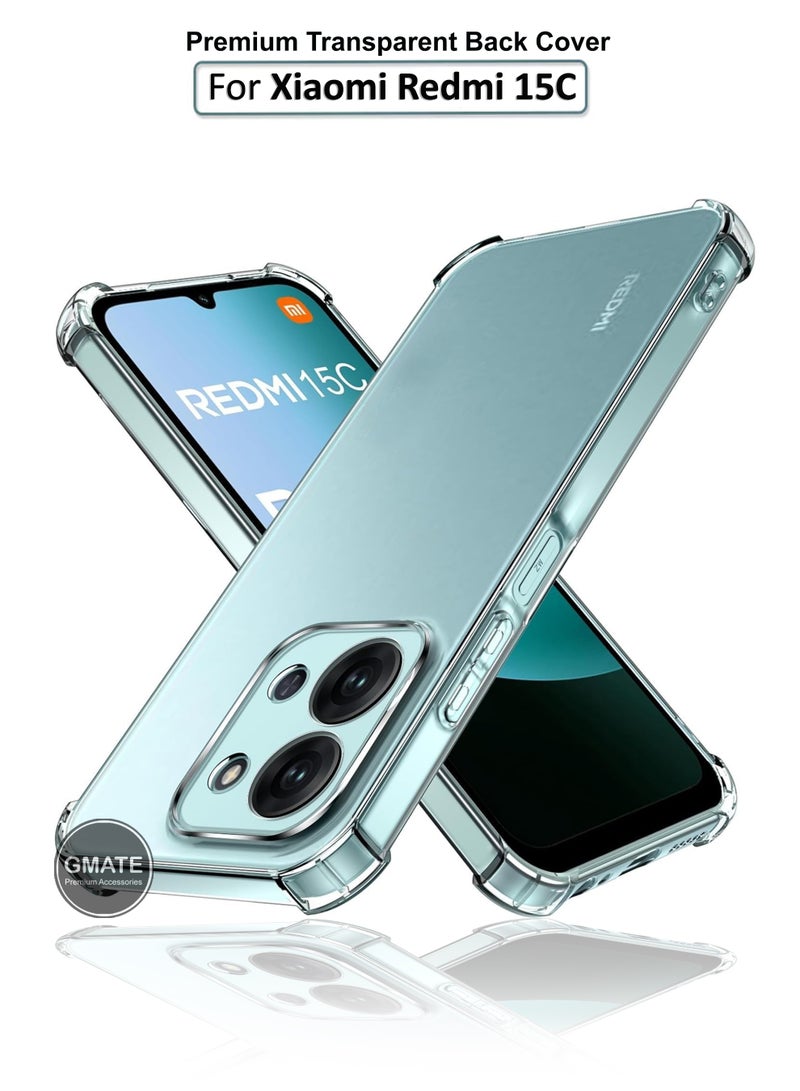 GMATE Xiaomi Redmi 15C - Ultra Clear Flexible Shockproof Silicone  Back Cover With Raised Edge Bumps Protection - Transparent - Image 1