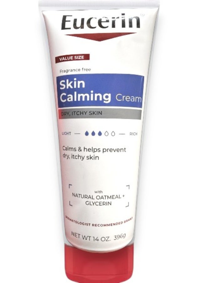 Eucerin Skin Calming Cream - Full Body Lotion for Dry, Itchy Skin, Natural Colloidal Oatmeal Enriched - 14 oz. Tube - Image 1