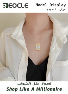 REOCLE Birth Flower Necklace Antique Oval Mirror Style 18K Gold Plated Floral Necklace Floral Pendant Jewelry Gift for Mom & Friends  - Image 2