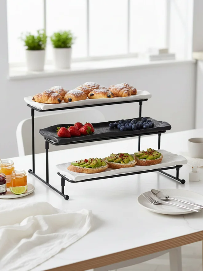 Shallow 3-Tier Porcelain Serving Stand