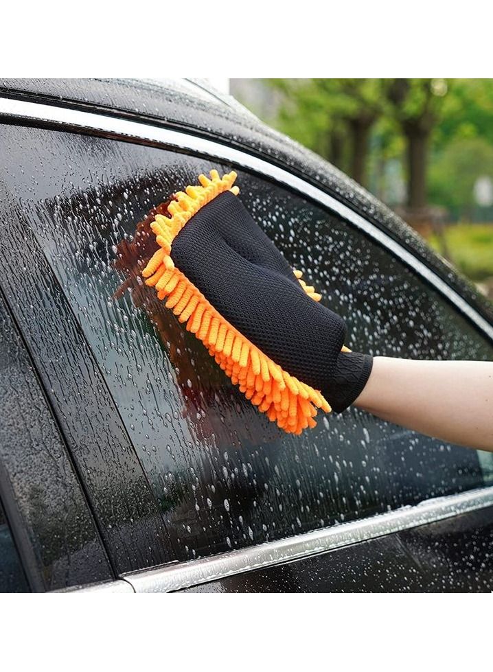 قفاز تنظيف السيارة من الألياف الدقيقة والغبار قفازات الشنيل للتنظيف الإسفنج ، قفاز غسيل آمن لمنزل السيارة 2 قطعة - Image 4