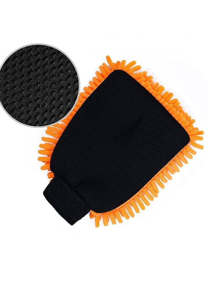قفاز تنظيف السيارة من الألياف الدقيقة والغبار قفازات الشنيل للتنظيف الإسفنج ، قفاز غسيل آمن لمنزل السيارة 2 قطعة - Image 3