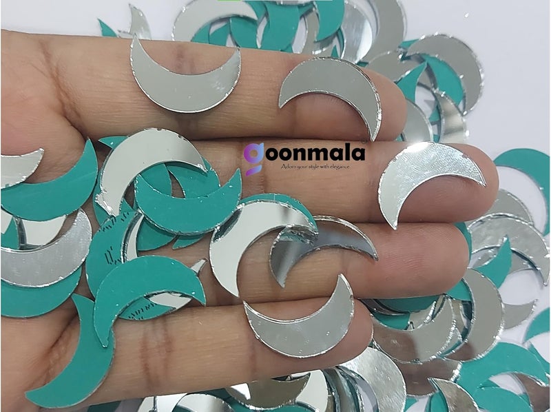 Goonmala Goonmala Mirror For Jewellery Making And Craft Work And Lippan Art Work 500 Piece Moon 20MmSilver  - Image 3